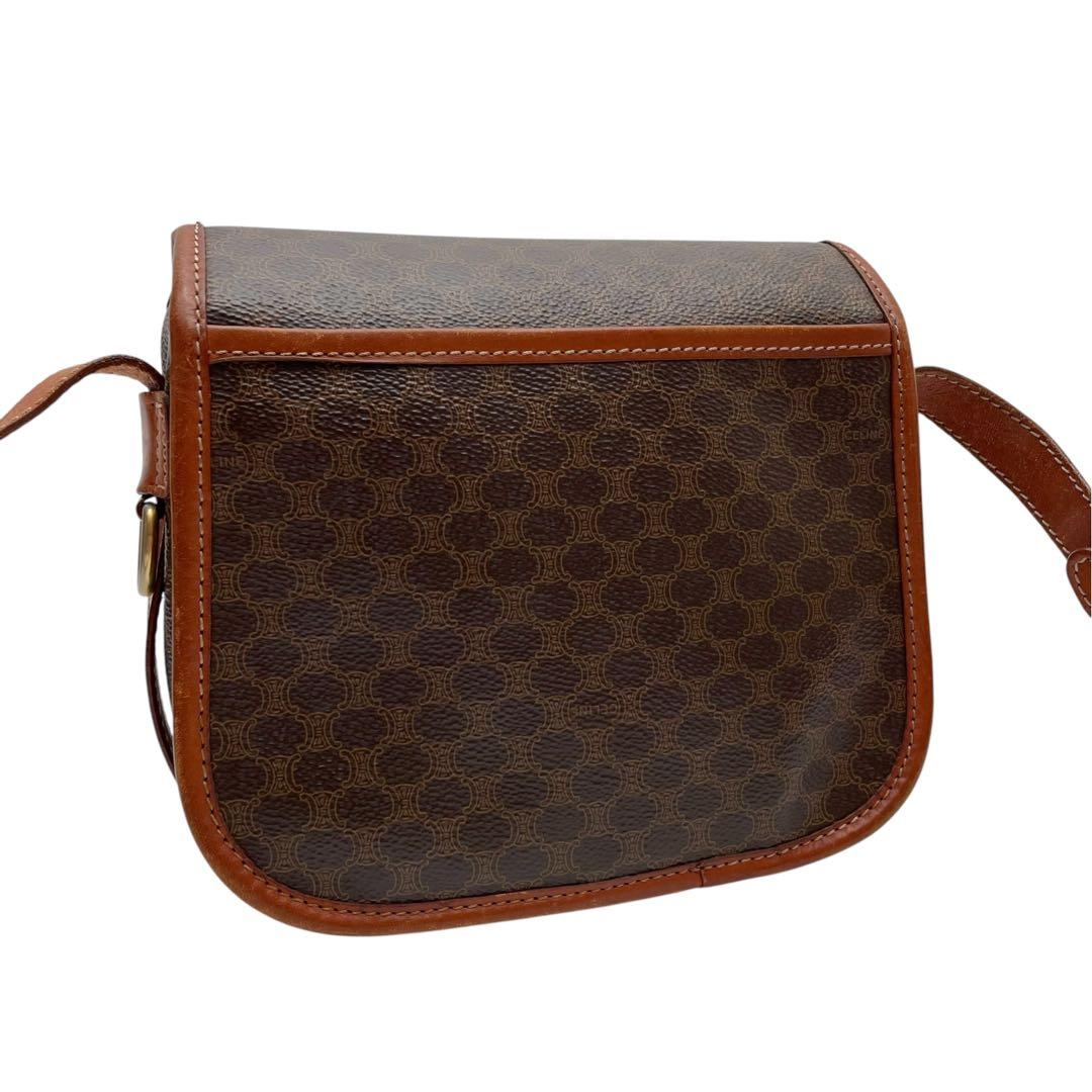 Celine Macadam Triomphe Leather Shoulder Bag Brown — view 2