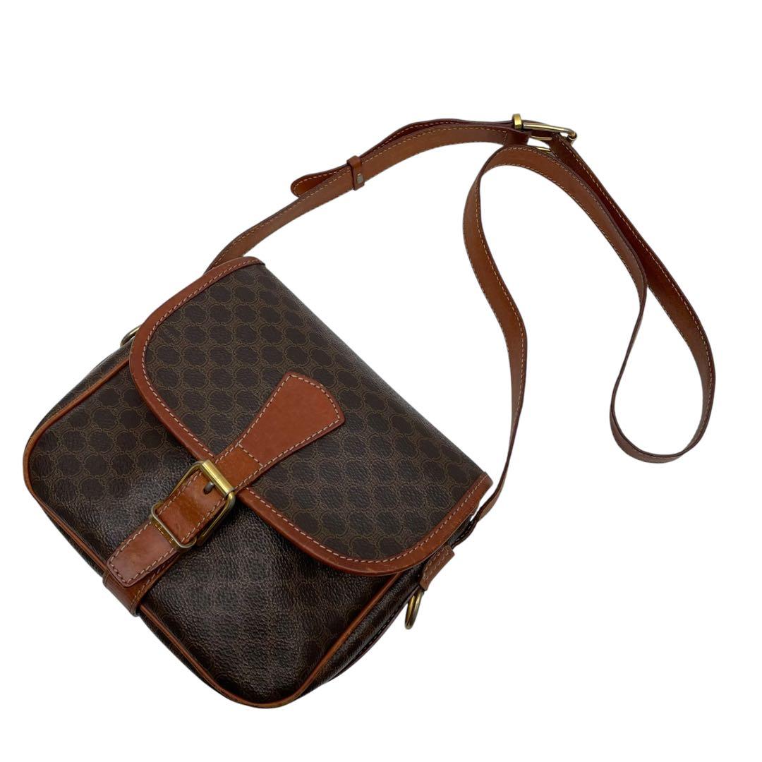 Celine Macadam Triomphe Leather Shoulder Bag Brown — view 3