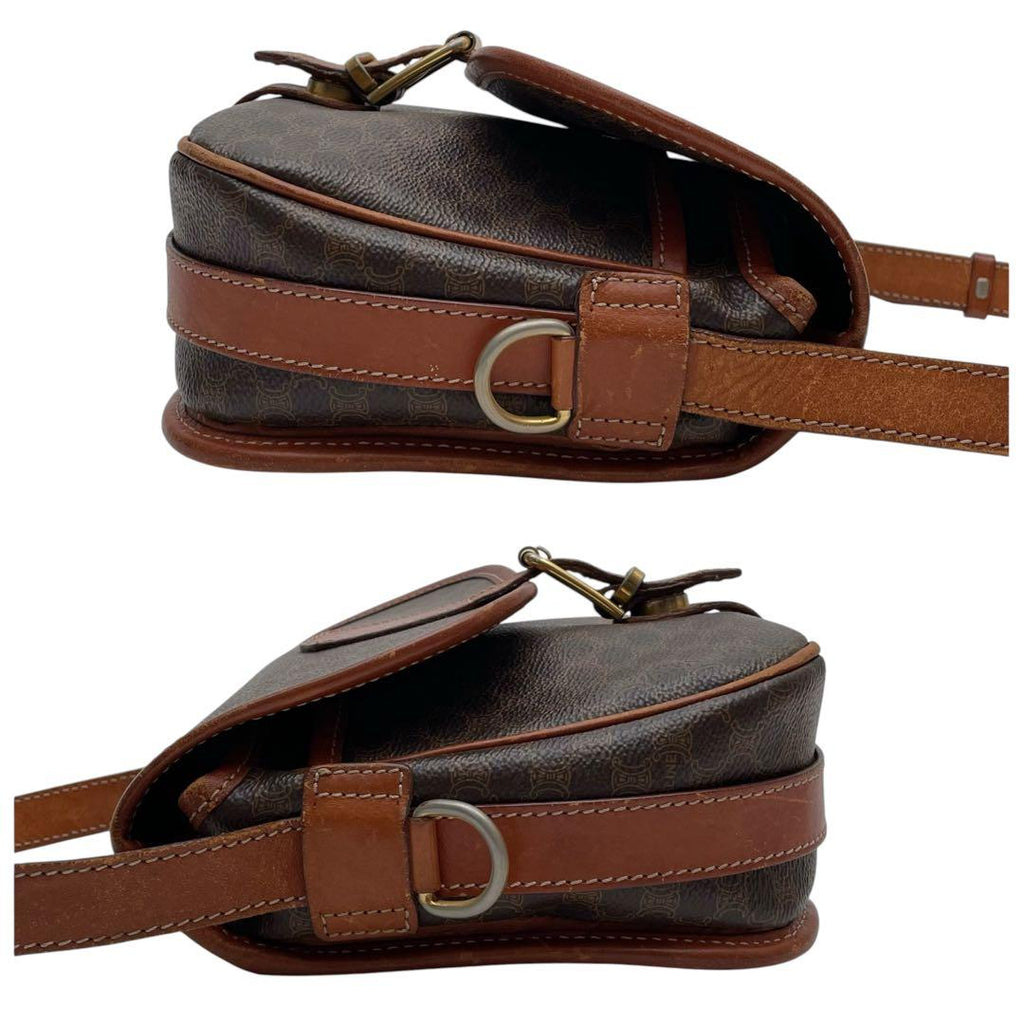 Celine Macadam Triomphe Leather Shoulder Bag Brown — view 4
