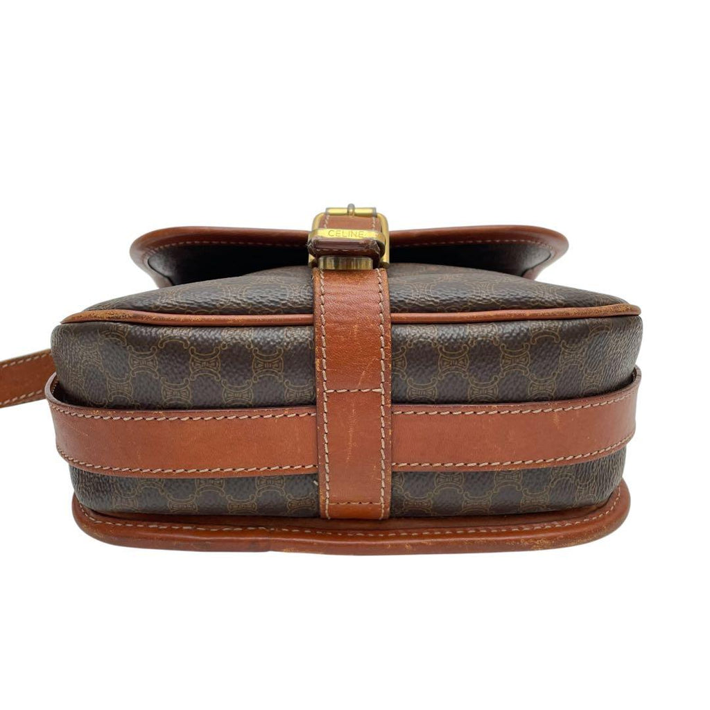 Celine Macadam Triomphe Leather Shoulder Bag Brown — view 5