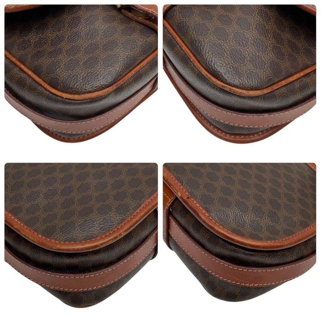 Celine Macadam Triomphe Leather Shoulder Bag Brown — view 6