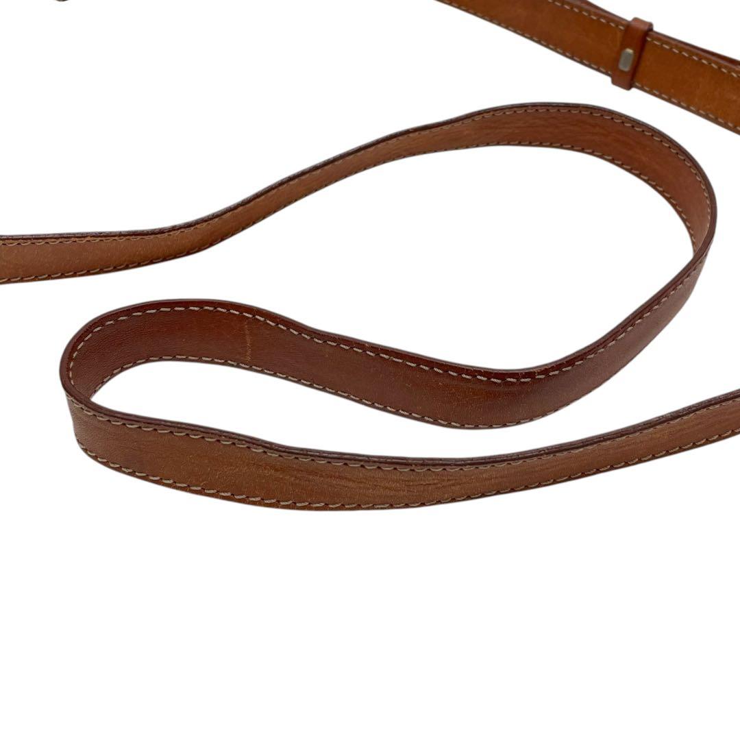 Celine Macadam Triomphe Leather Shoulder Bag Brown — view 7