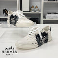 Hermes Quicker Leather Fresh Paint Sneakers White Black