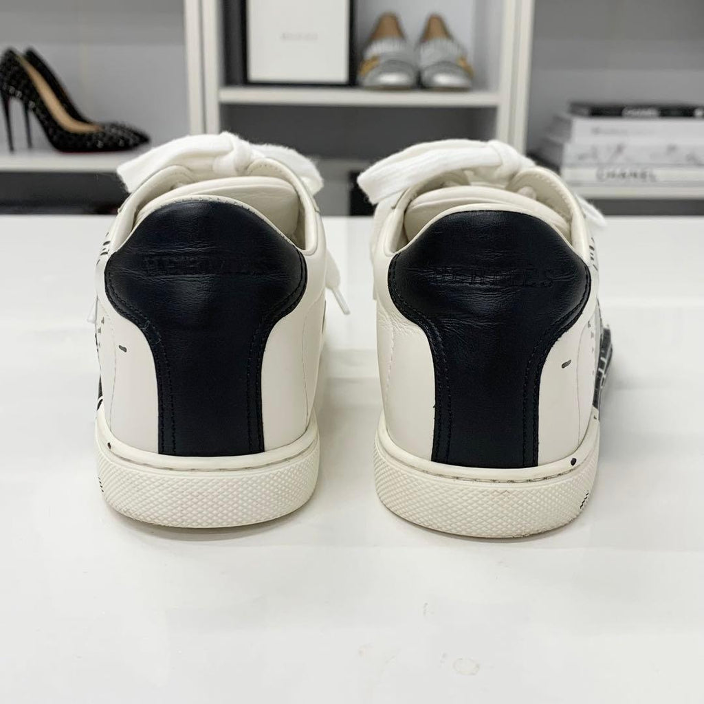 Hermes Quicker Leather Fresh Paint Sneakers White Black — view 6