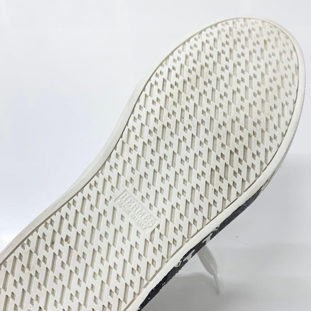 Hermes Quicker Leather Fresh Paint Sneakers White Black — view 9