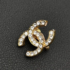 Chanel CC Logo Earrings Rhinestone Gold Icon — view 2