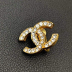 Chanel CC Logo Earrings Rhinestone Gold Icon — view 3