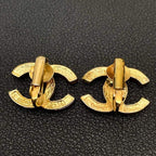 Chanel CC Logo Earrings Rhinestone Gold Icon — view 4
