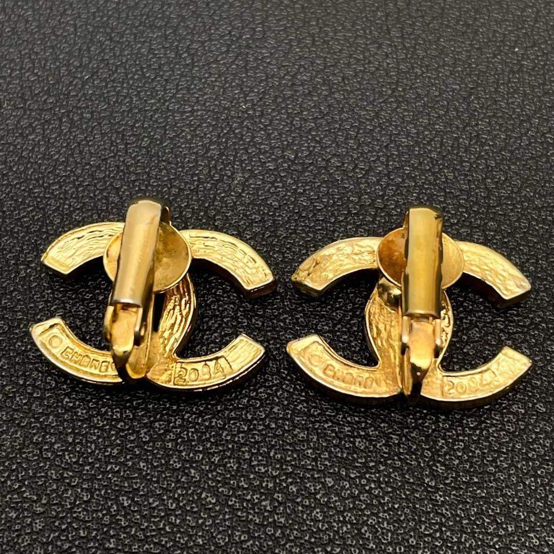 Chanel CC Logo Earrings Rhinestone Gold Icon — view 4