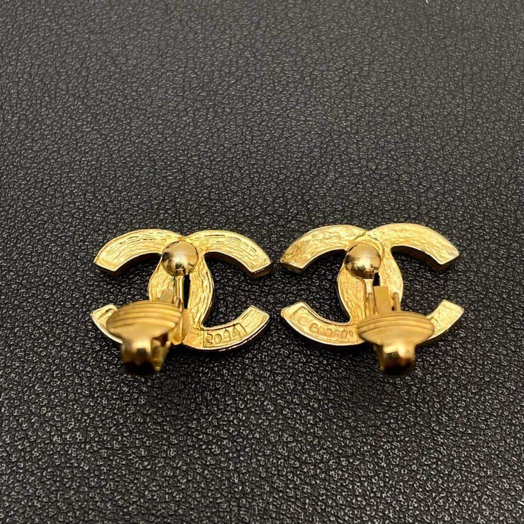 Chanel CC Logo Earrings Rhinestone Gold Icon — view 6