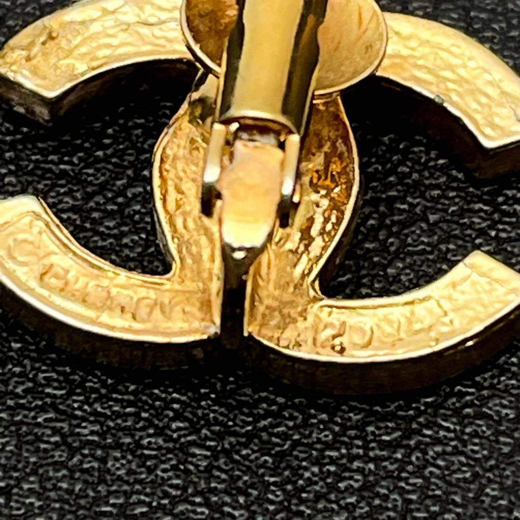 Chanel CC Logo Earrings Rhinestone Gold Icon — view 8