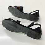 Hermes Santorini Leather Strap Flat Sandals Black — view 6