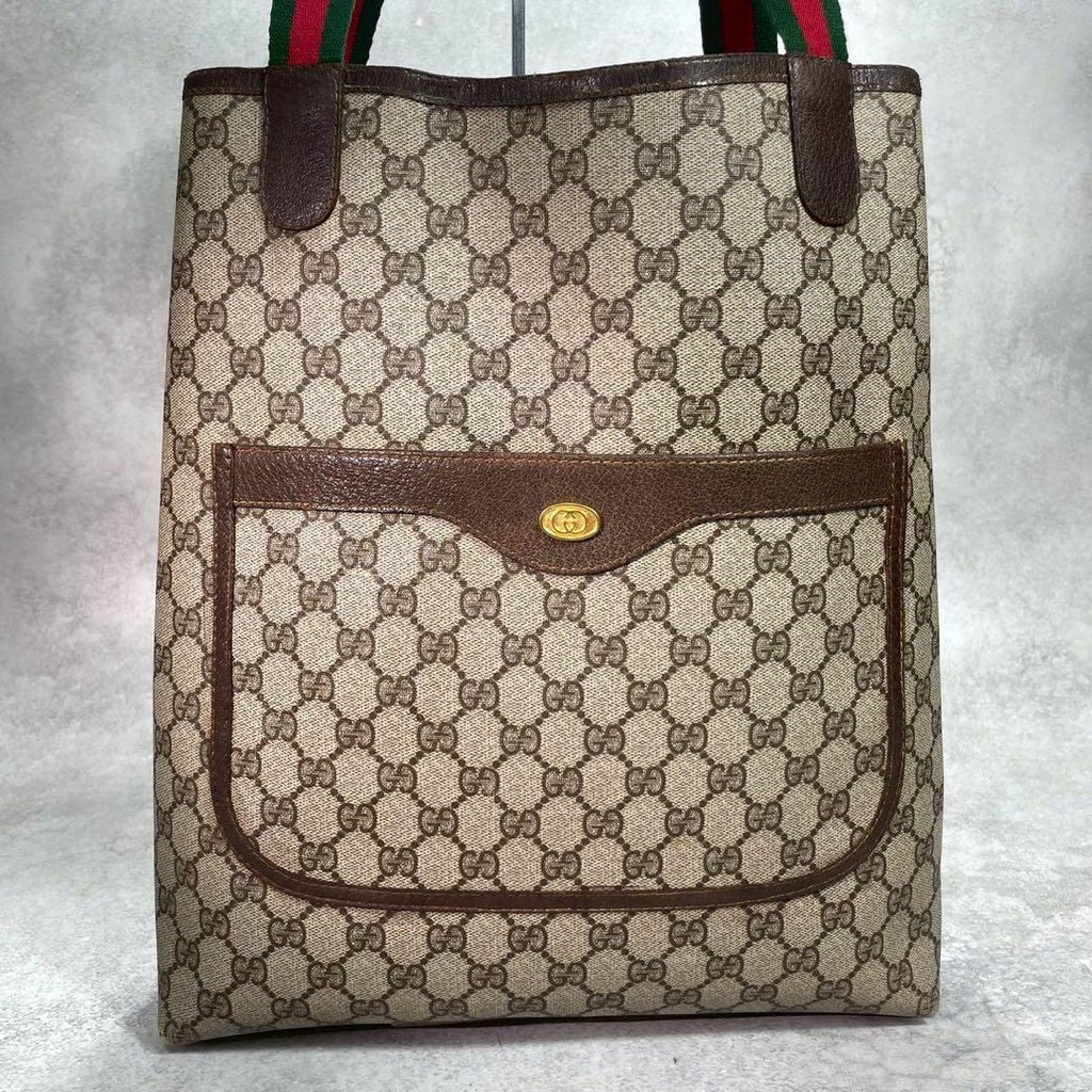 Gucci GG Sherry Line Tote Brown Logo Leather — view 2