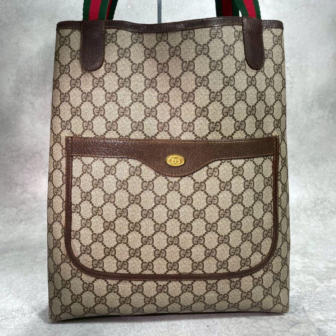 Gucci GG Sherry Line Tote Brown Logo Leather — view 2