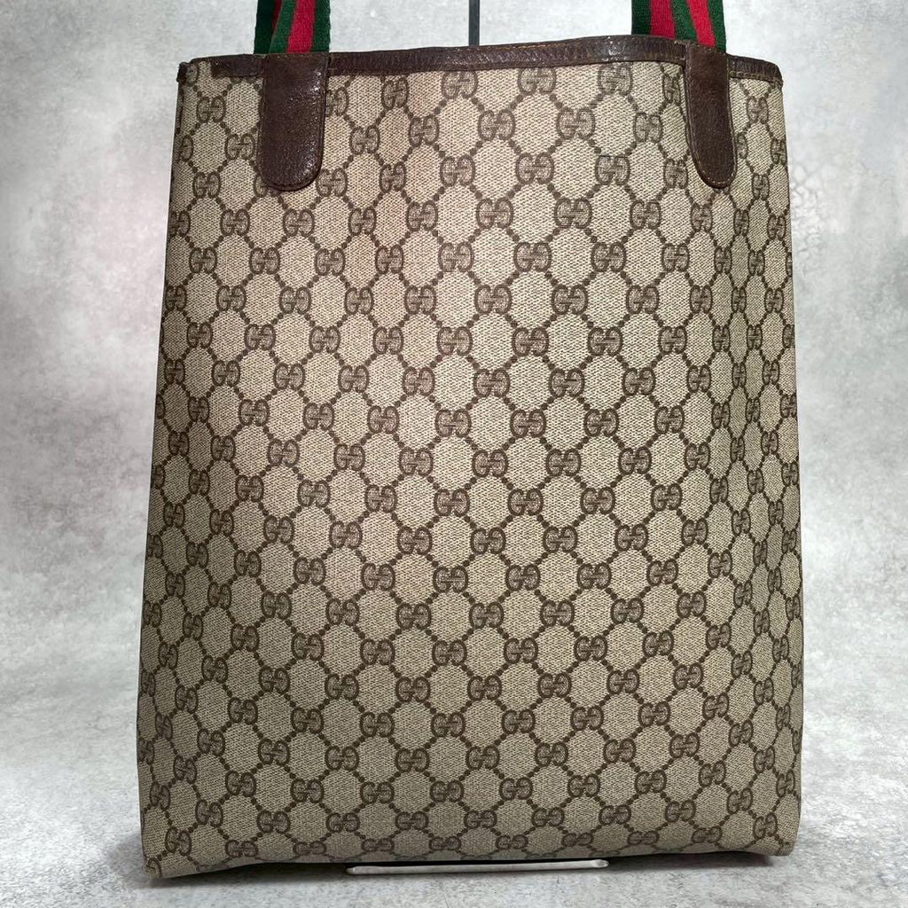 Gucci GG Sherry Line Tote Brown Logo Leather — view 3