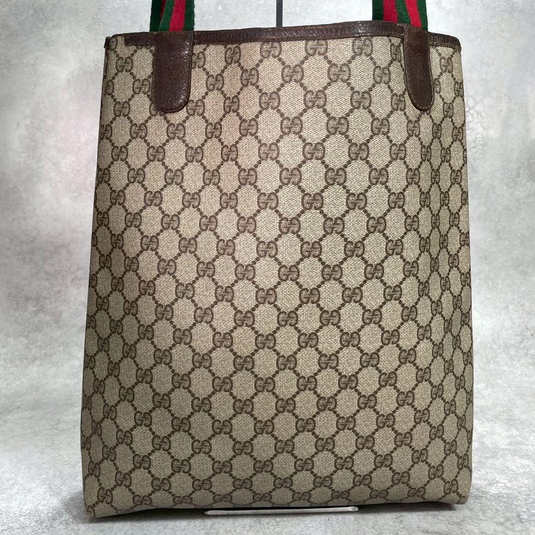 Gucci GG Sherry Line Tote Brown Logo Leather — view 3