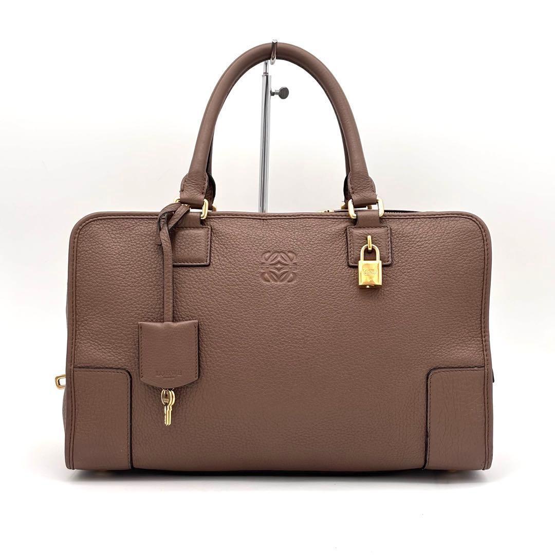 Loewe Amazona 36 Leather Mini Boston Bag Beige