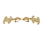 Chanel CC Logo Rhinestone Swing Earrings — view 3