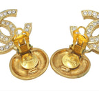Chanel CC Logo Rhinestone Swing Earrings — view 4