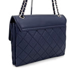 Chanel Quilted Chain Shoulder Bag Navy Lambskin Silver — view 2