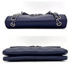 Chanel Quilted Chain Shoulder Bag Navy Lambskin Silver — view 6