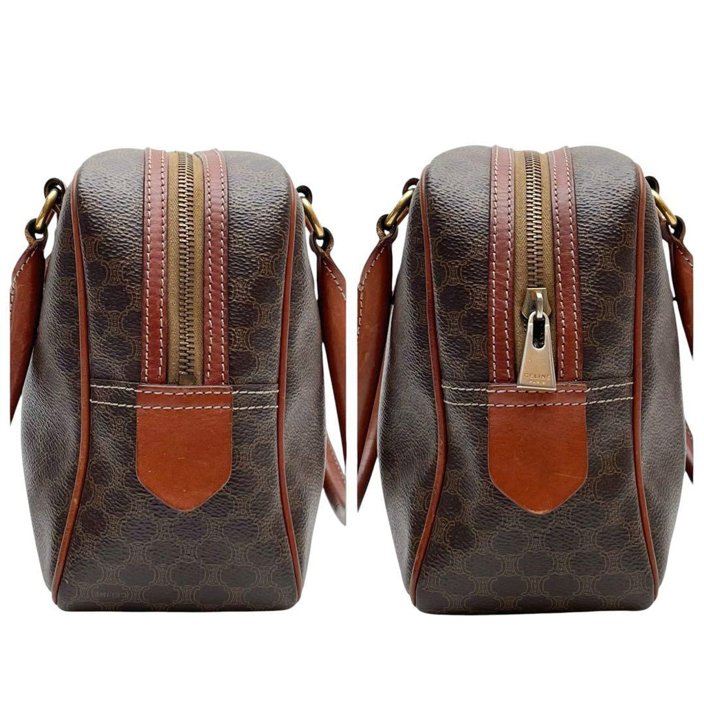 Celine Leather Macadam Triomphe Logo Hand Bag Brown — view 3