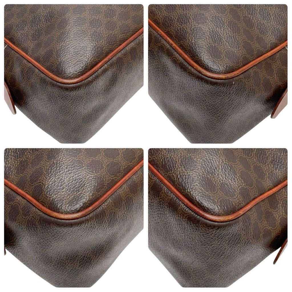 Celine Leather Macadam Triomphe Logo Hand Bag Brown — view 4