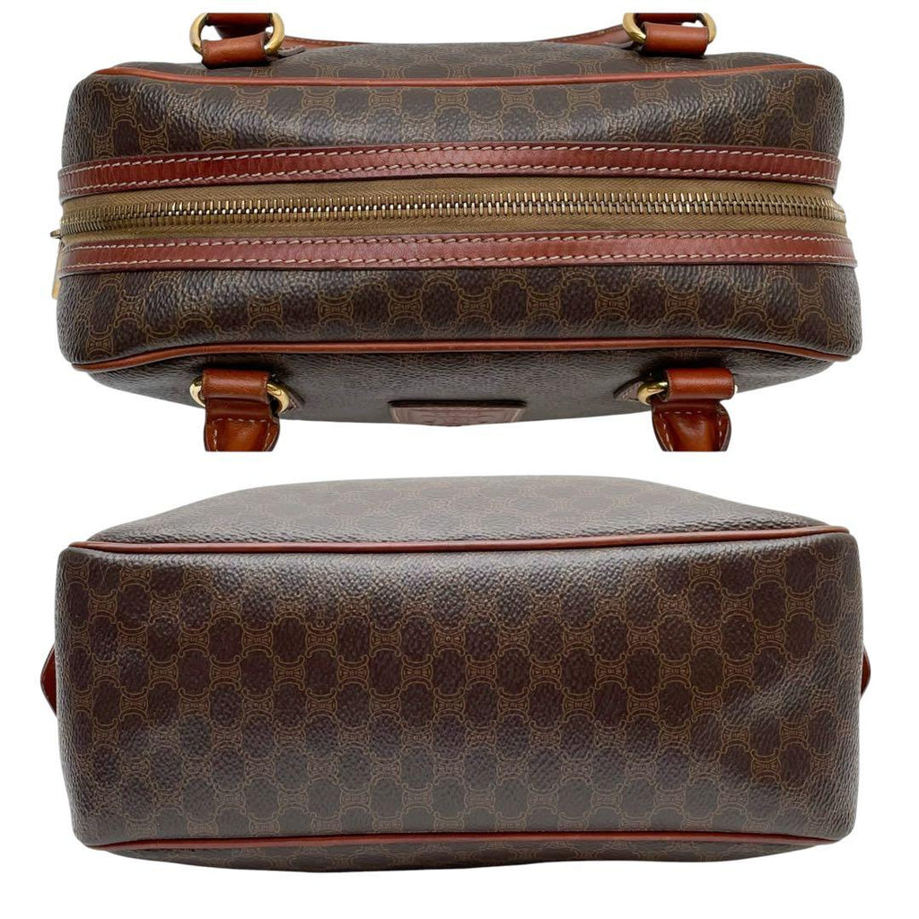 Celine Leather Macadam Triomphe Logo Hand Bag Brown — view 7