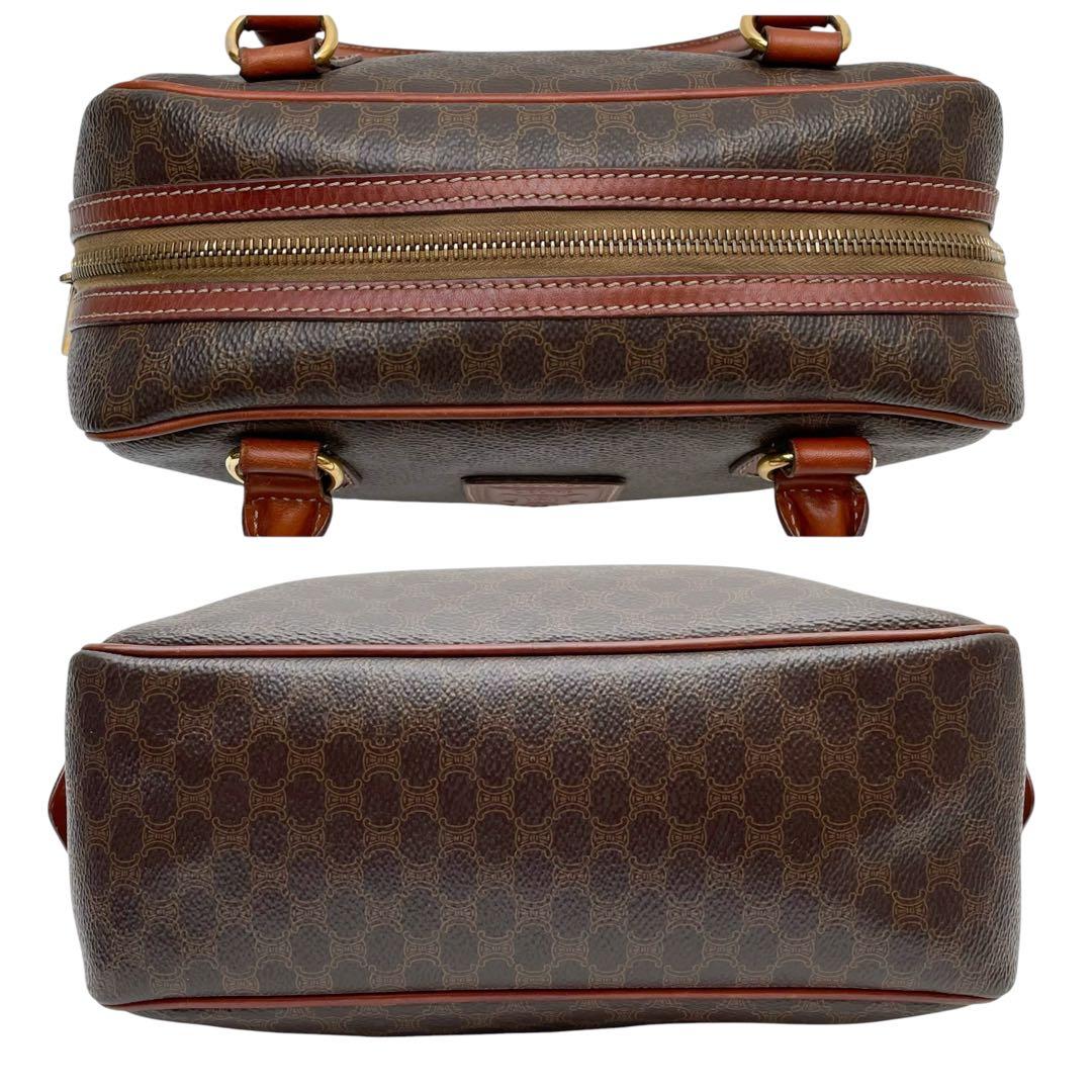 Celine Leather Macadam Triomphe Logo Hand Bag Brown — view 7
