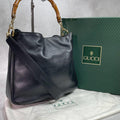 Gucci Shoulder Bag 2-Way Bamboo Black Gold