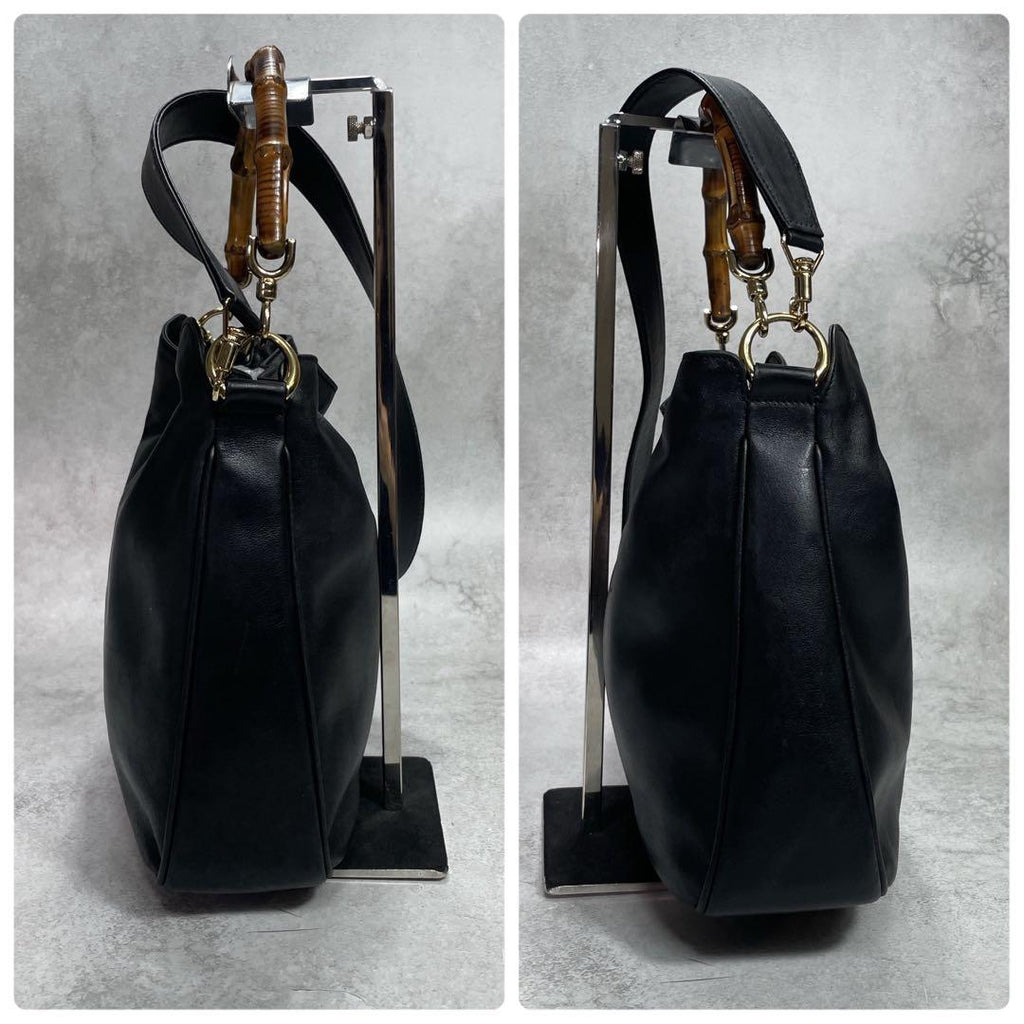 Gucci Shoulder Bag 2-Way Bamboo Black Gold — view 8
