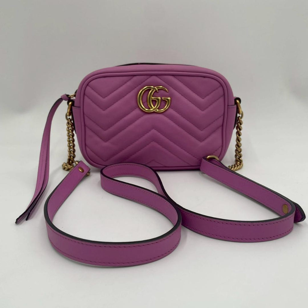 Gucci GG Marmont Leather Chain Shoulder Bag Pink