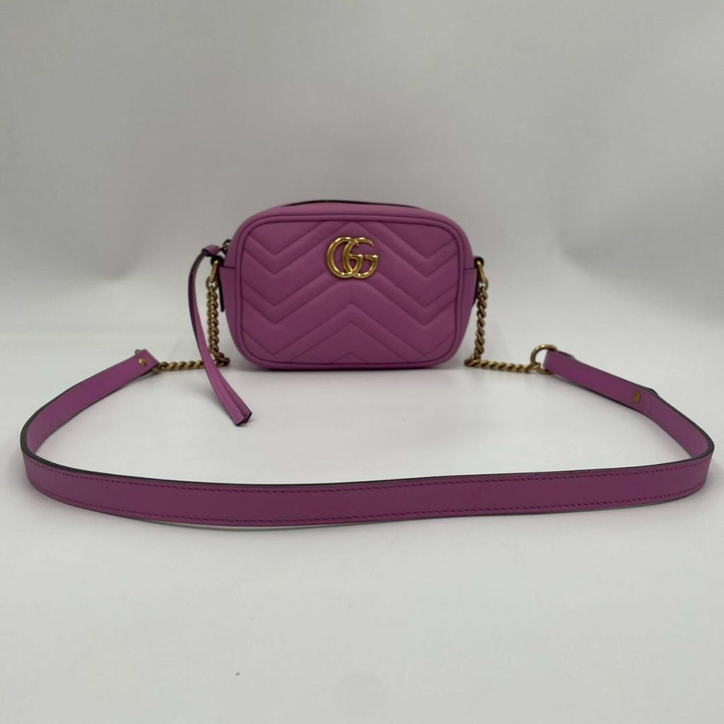 Gucci GG Marmont Leather Chain Shoulder Bag Pink — view 2