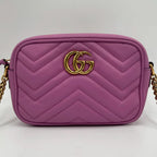 Gucci GG Marmont Leather Chain Shoulder Bag Pink — view 3