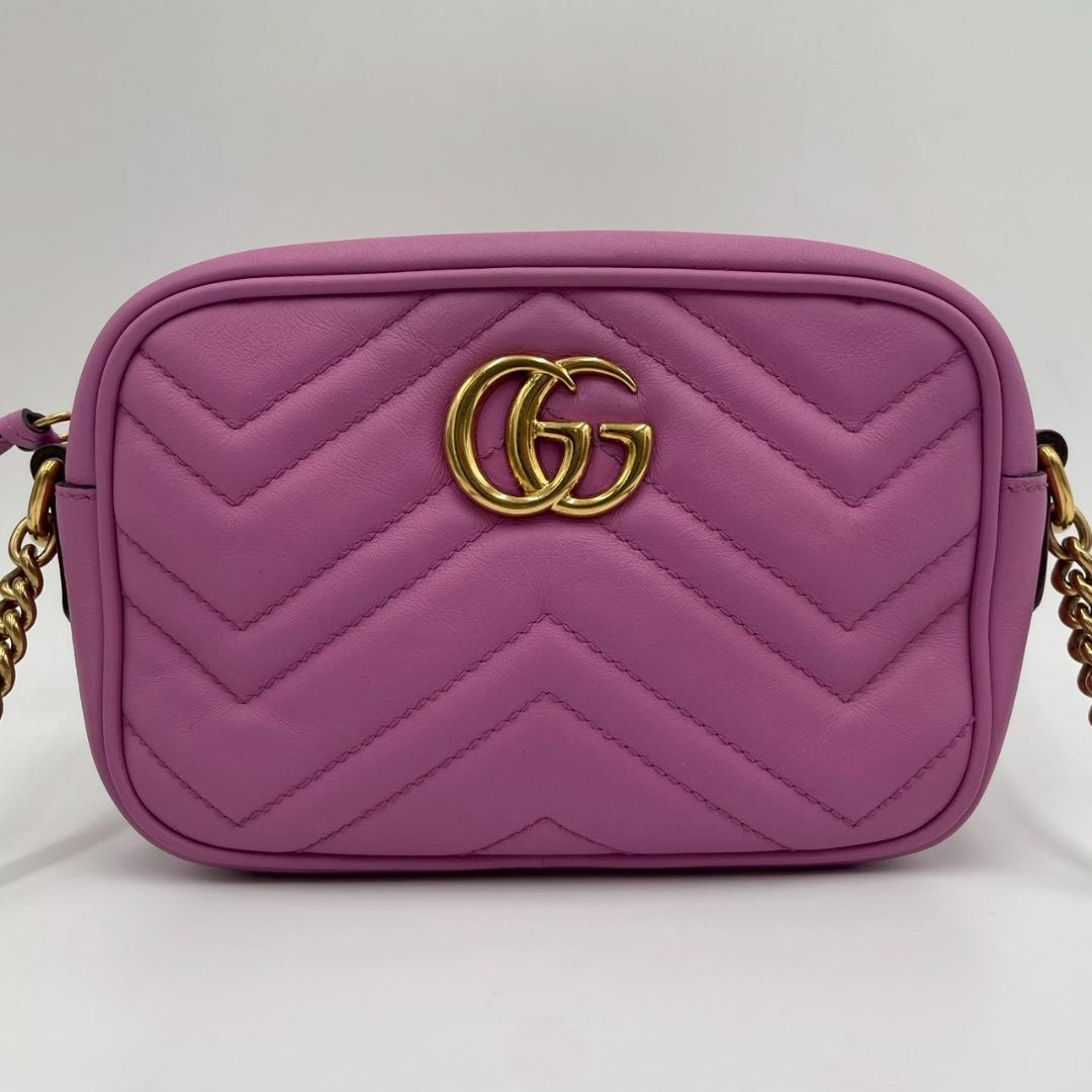 Gucci GG Marmont Leather Chain Shoulder Bag Pink — view 3