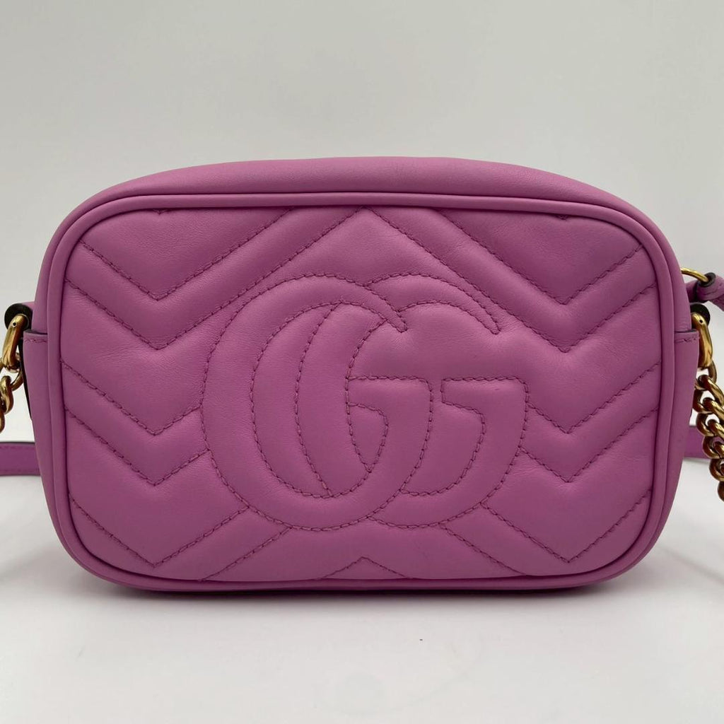 Gucci GG Marmont Leather Chain Shoulder Bag Pink — view 4