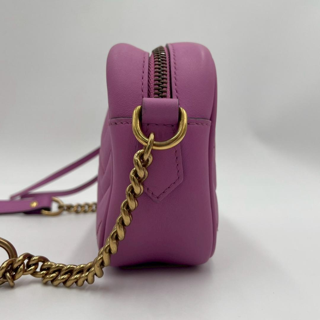 Gucci GG Marmont Leather Chain Shoulder Bag Pink — view 6