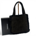 Chanel Shearling Suede Leather Fur Hand Bag Compact