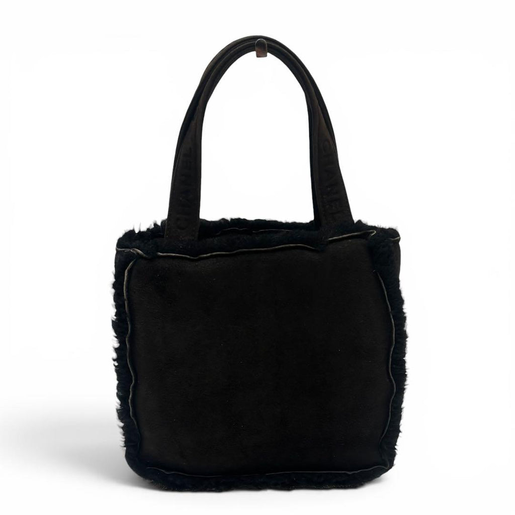 Chanel Shearling Suede Leather Fur Hand Bag Compact — view 2