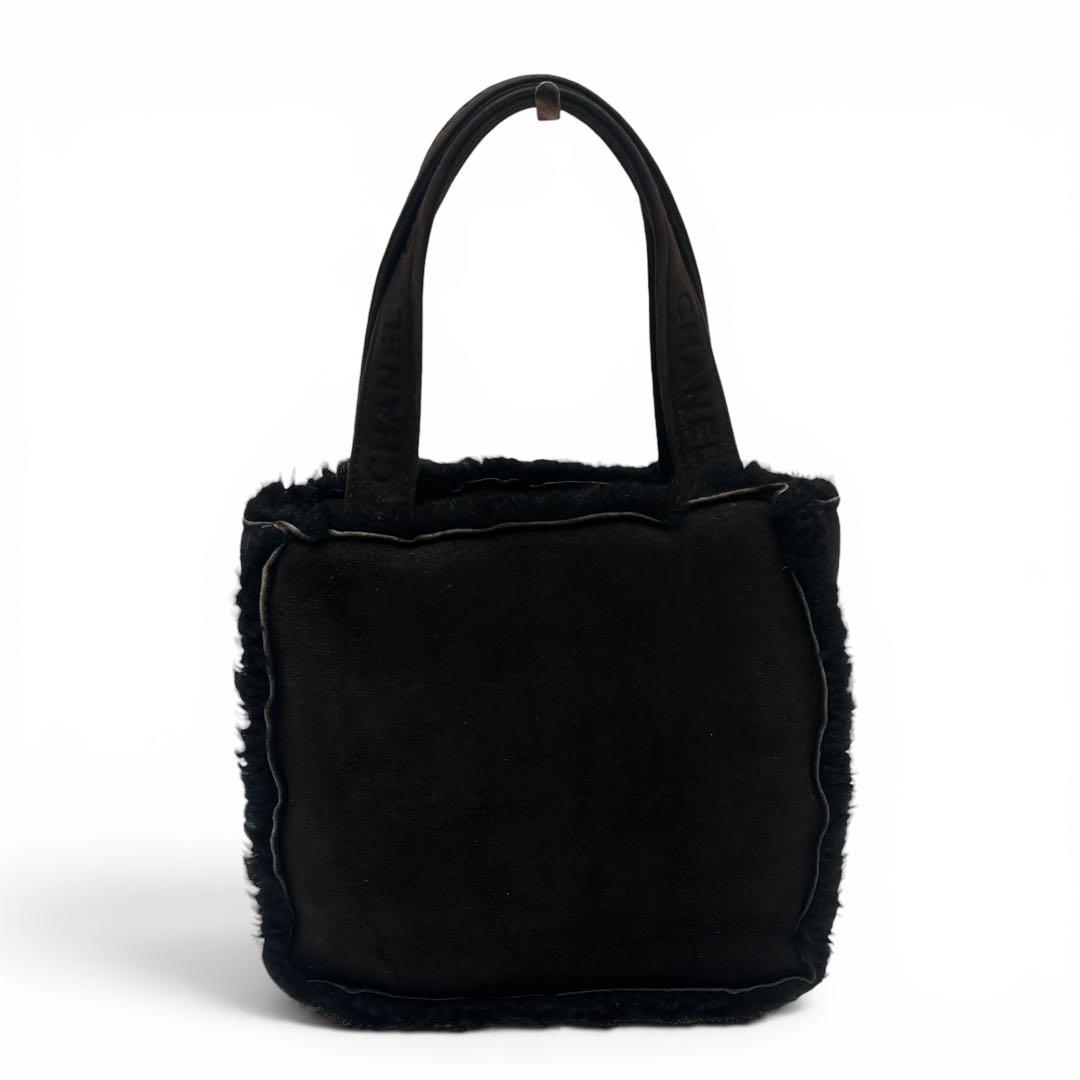 Chanel Shearling Suede Leather Fur Hand Bag Compact — view 2