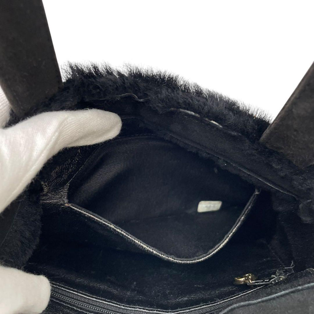 Chanel Shearling Suede Leather Fur Hand Bag Compact — view 8