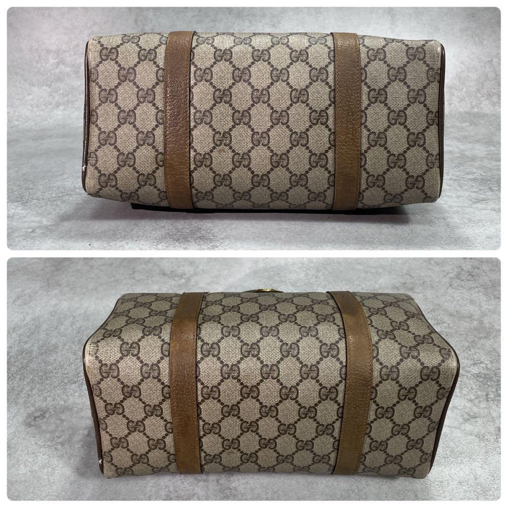 Gucci GG Sherry Line Boston Bag Brown Leather Logo — view 8