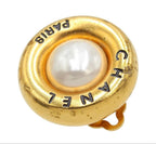 Chanel Logo Faux Pearl Round Earrings — view 6