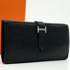 Hermes Bearn Dupri Chevre Trifold Wallet Black