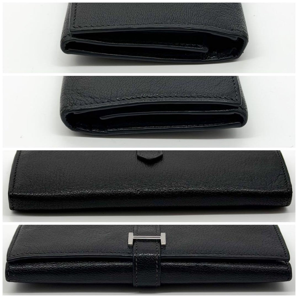 Hermes Bearn Dupri Chevre Trifold Wallet Black — view 4