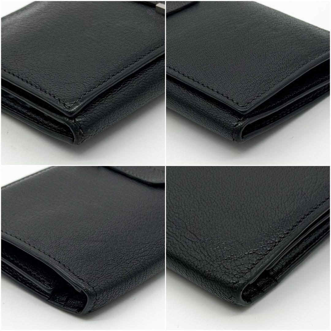 Hermes Bearn Dupri Chevre Trifold Wallet Black — view 5