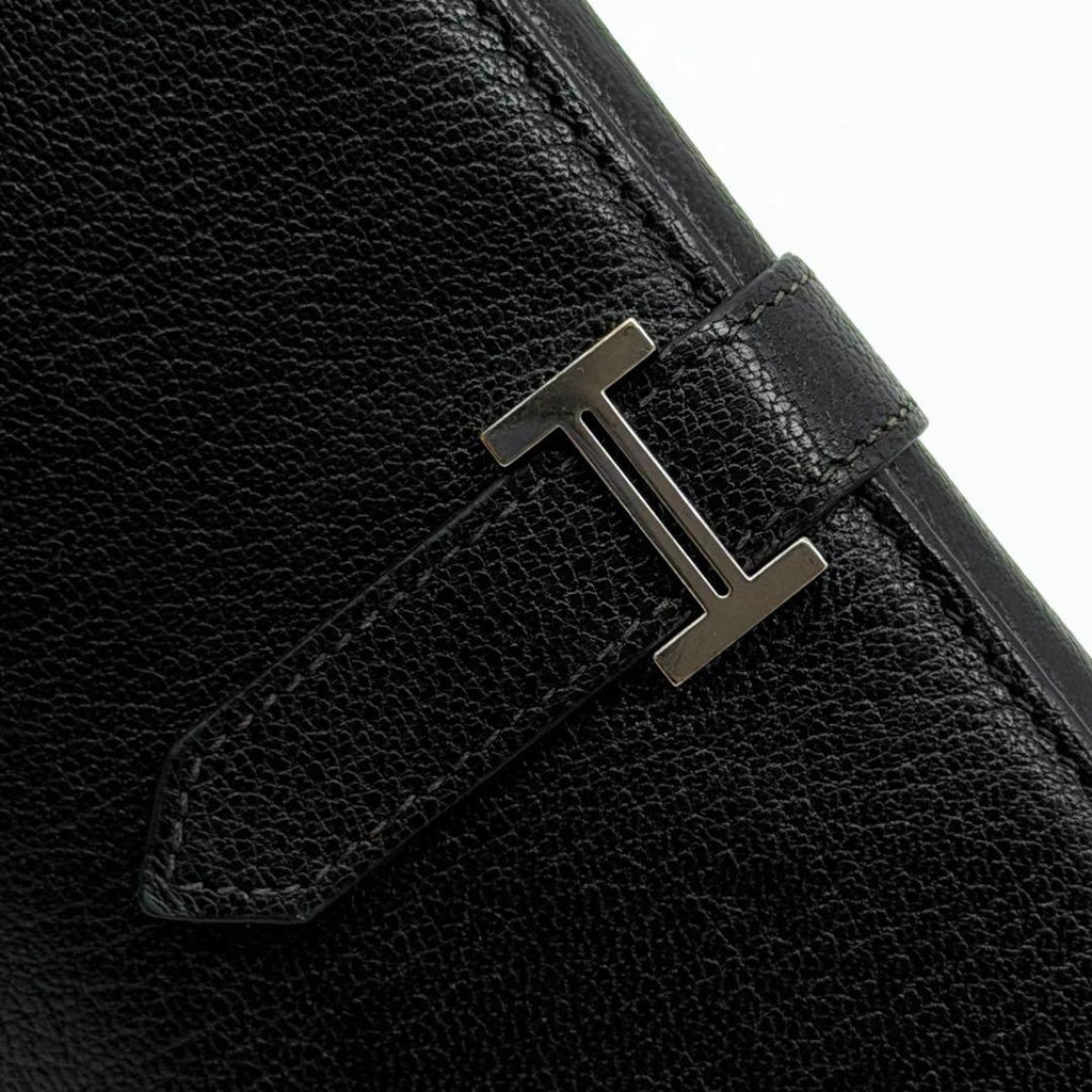 Hermes Bearn Dupri Chevre Trifold Wallet Black — view 6
