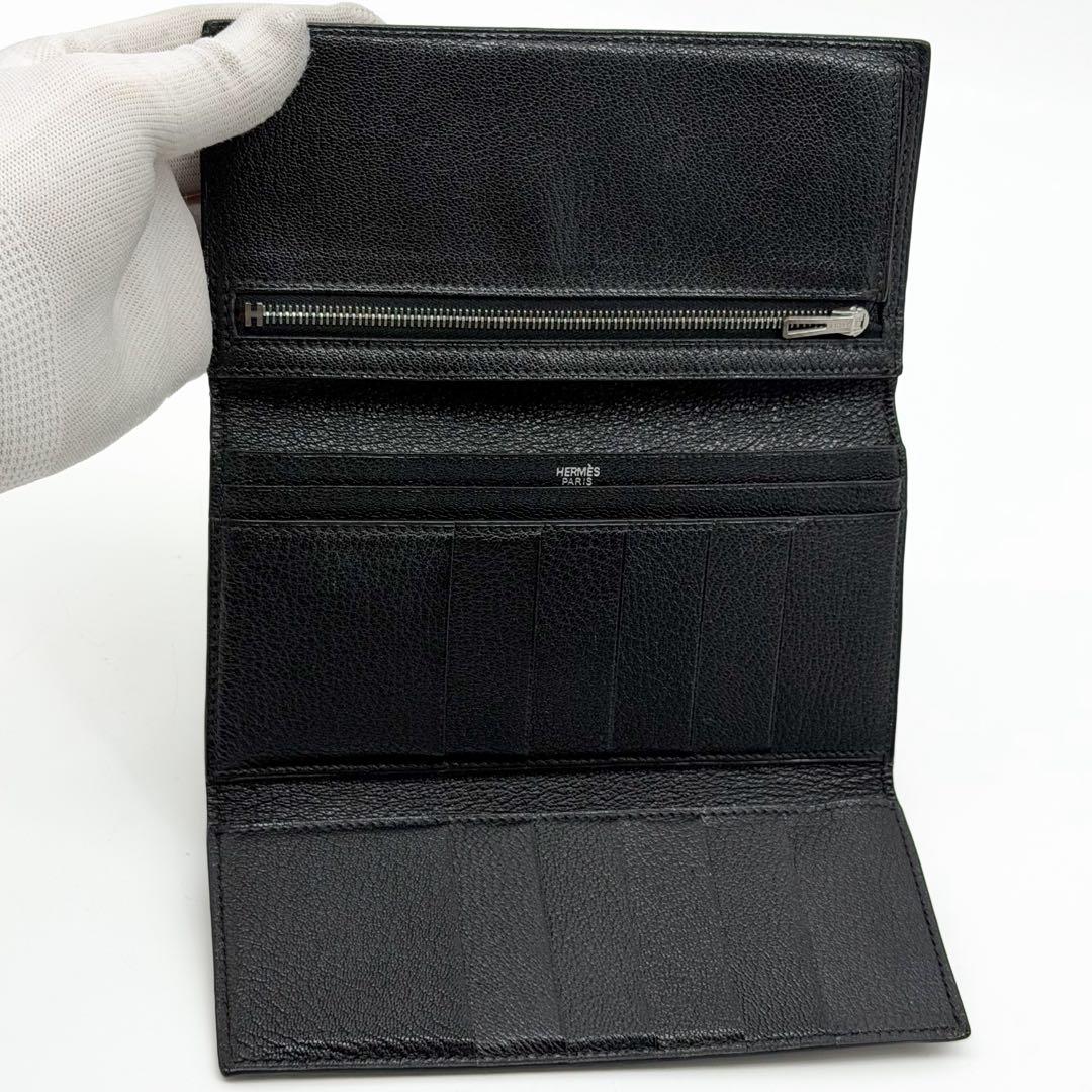 Hermes Bearn Dupri Chevre Trifold Wallet Black — view 8