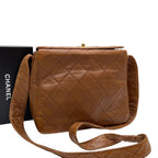 Chanel Lambskin Quilted Shoulder Bag CC Logo Brown