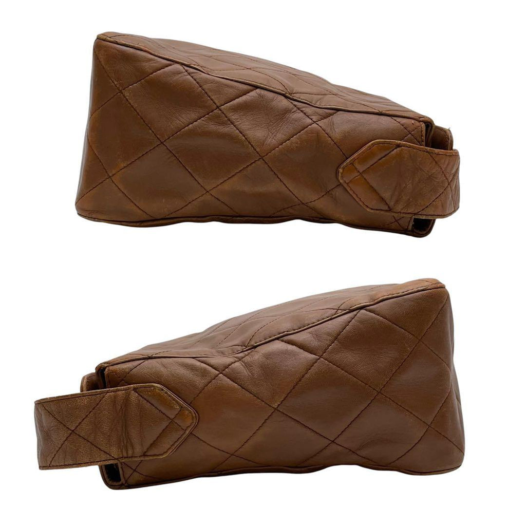 Chanel Lambskin Quilted Shoulder Bag CC Logo Brown — view 5
